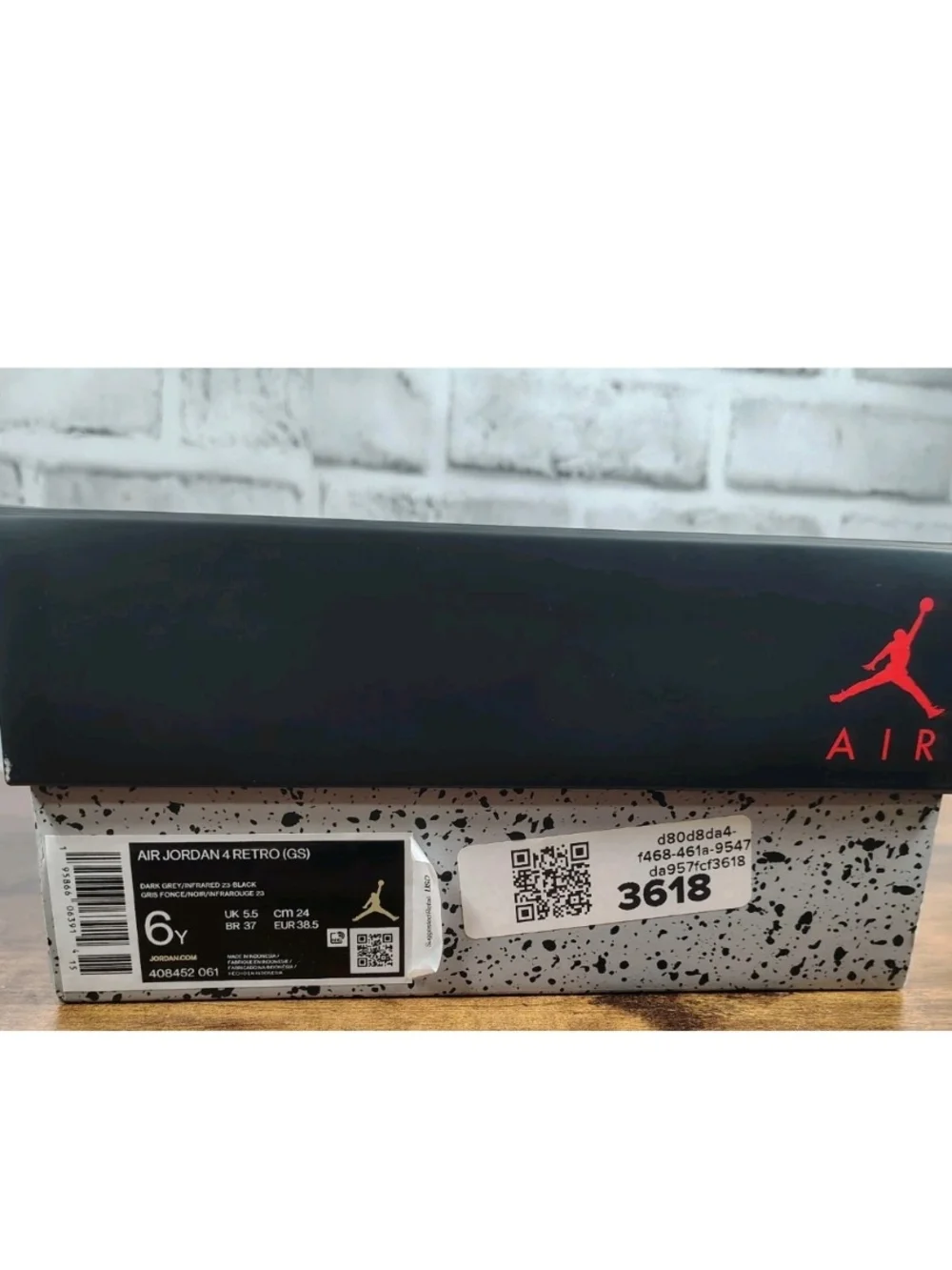 Jordan 4 Retro Infrared Men's Size 6 Gray Red Black Youth Sneakers 408452-061